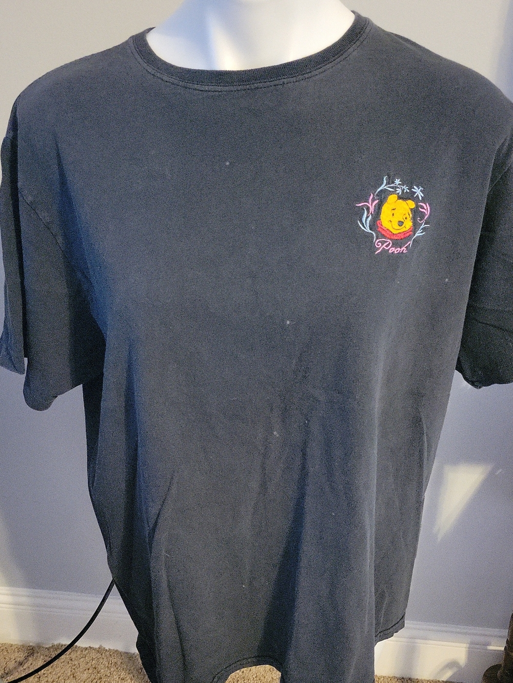 Navy T-Shirt with Winnie the Pooh Chest Embroidery...SIZE Large